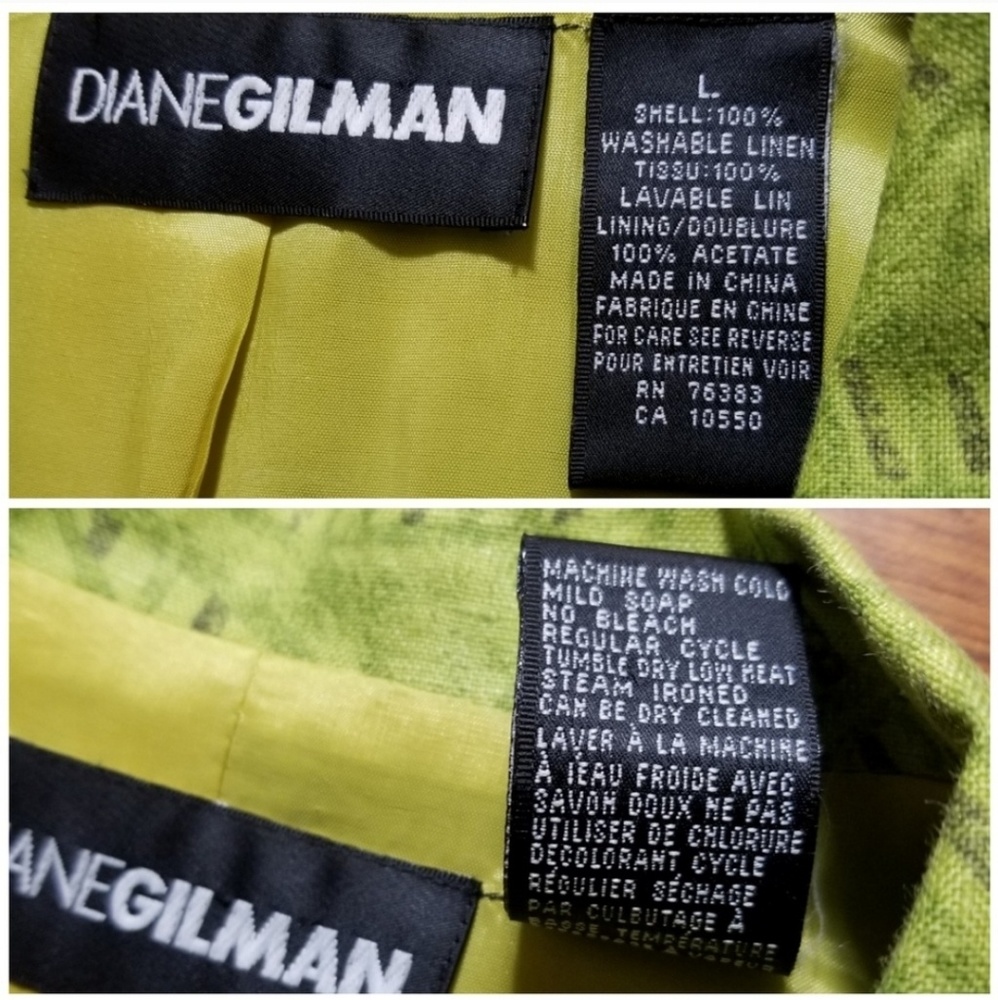 💚 Diane Gilman Vintage Blazer Foliage Print L 🎤 - Picture 7 of 9